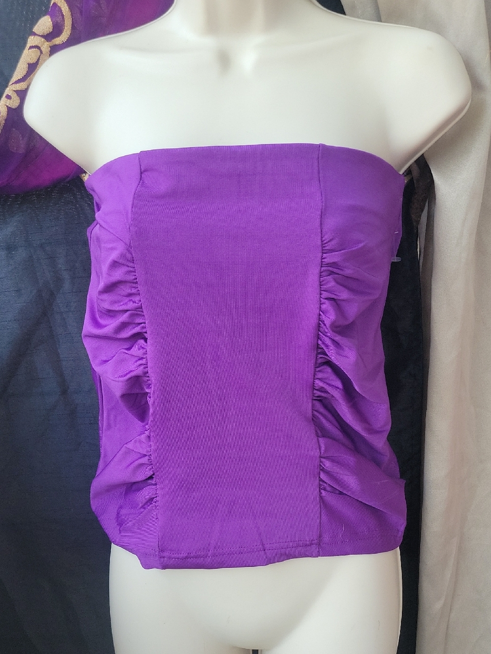 Poof! Purple Strapless Ruching Tube Top